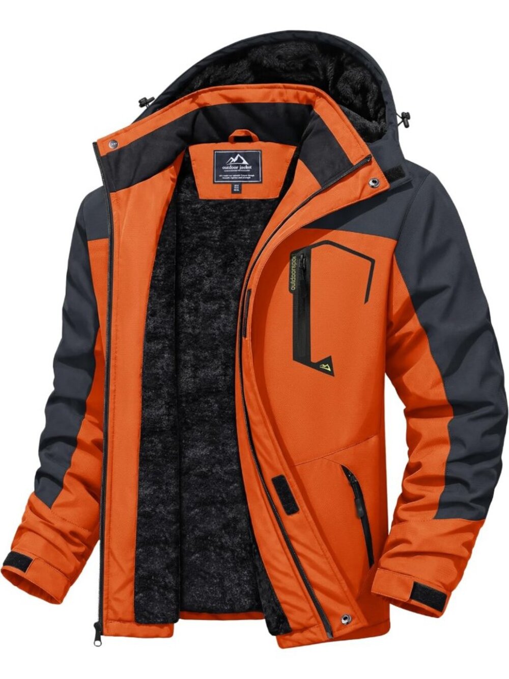Men's Winter Ski Jacket | Water-Resistant Fleece Parka with Hood & Multi-Pockets
